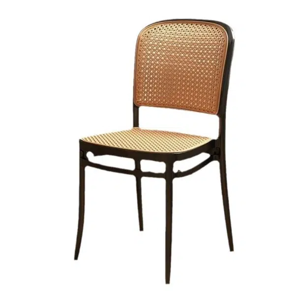 Contemporary Scandinavian Weaving Tritan Square Dining Chair Backrest Stackable For Dining Room - Image 27