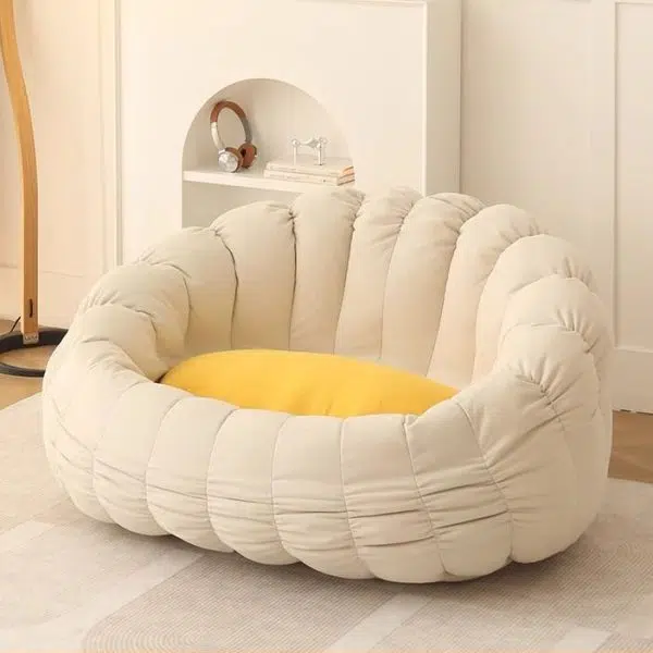 Contemporary Nordic Snowflake Fleece EPS Flower Round Sofa Footrest For Bedroom - Image 13