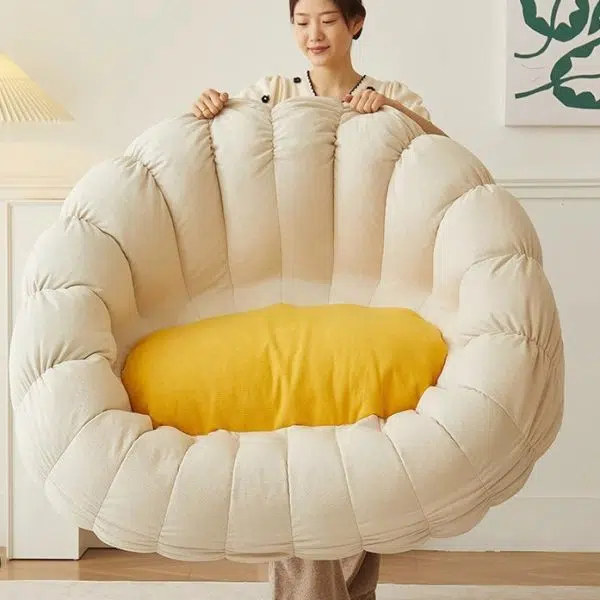 Contemporary Nordic Snowflake Fleece EPS Flower Round Sofa Footrest For Bedroom - Image 10