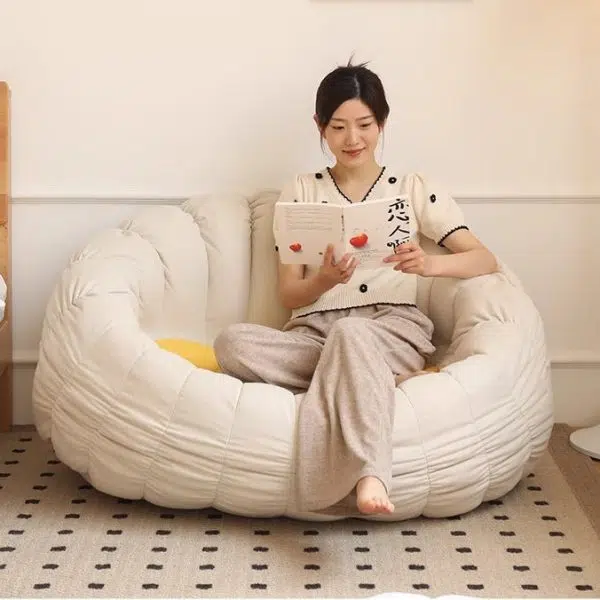 Contemporary Nordic Snowflake Fleece EPS Flower Round Sofa Footrest For Bedroom - Image 23