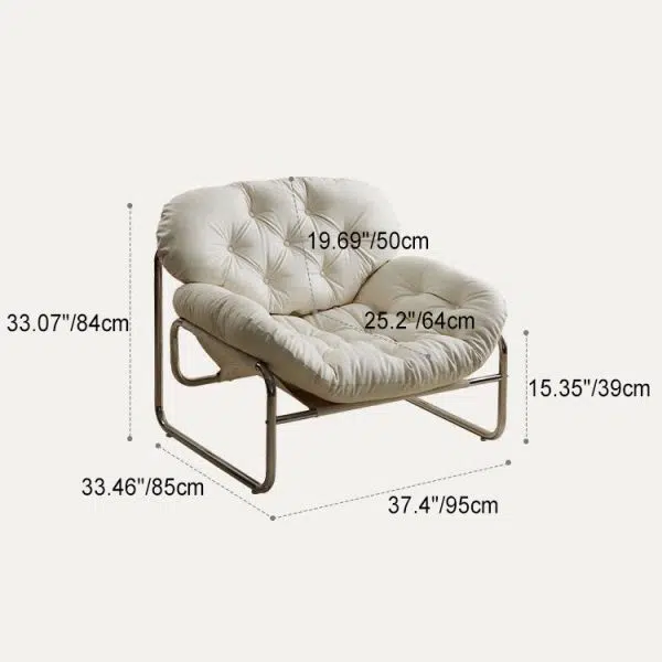 Contemporary Retro Leather Fabric Stainless Steel Rectangular Cloud Accent Chair Backrest Adjustable Footrest For Living Room - Image 6