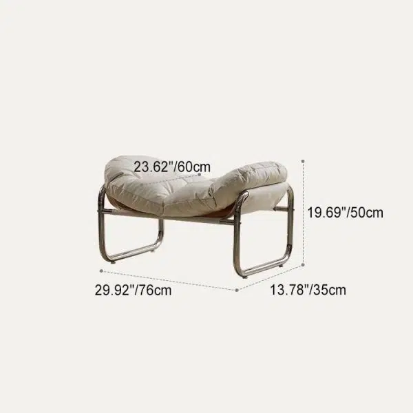 Contemporary Retro Leather Fabric Stainless Steel Rectangular Cloud Accent Chair Backrest Adjustable Footrest For Living Room - Image 7
