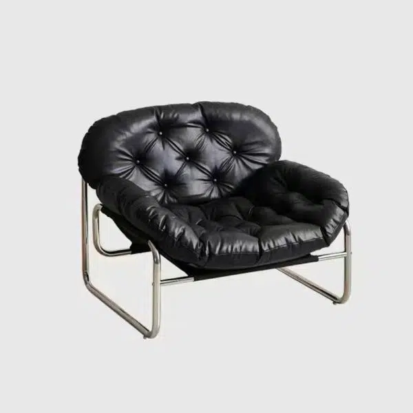 Contemporary Retro Leather Fabric Stainless Steel Rectangular Cloud Accent Chair Backrest Adjustable Footrest For Living Room - Image 22