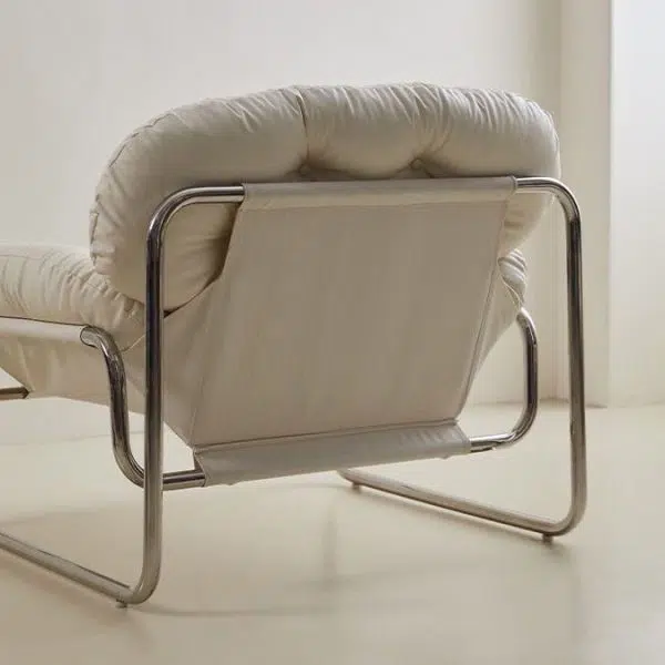 Contemporary Retro Leather Fabric Stainless Steel Rectangular Cloud Accent Chair Backrest Adjustable Footrest For Living Room - Image 10