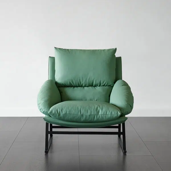 Contemporary Scandinavian Fabric Cotton Down Cushion Carbon Steel Square Accent Chair Backrest Armrest For Living Room - Image 3