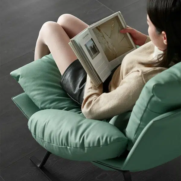 Contemporary Scandinavian Fabric Cotton Down Cushion Carbon Steel Square Accent Chair Backrest Armrest For Living Room - Image 11