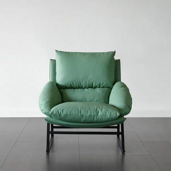 Contemporary Scandinavian Fabric Cotton Down Cushion Carbon Steel Square Accent Chair Backrest Armrest For Living Room - Image 9