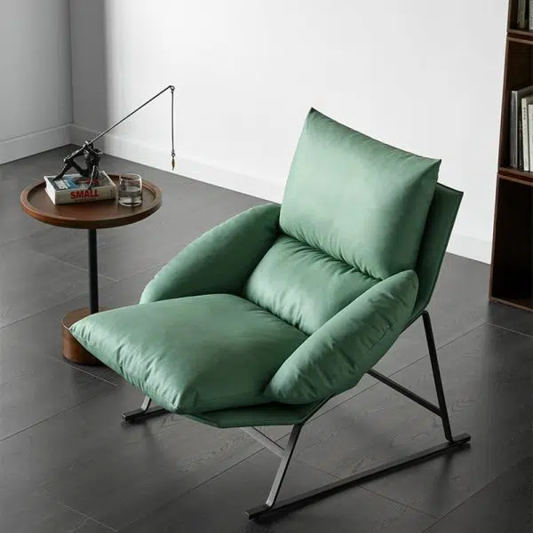 Contemporary Scandinavian Fabric Cotton Down Cushion Carbon Steel Square Accent Chair Backrest Armrest For Living Room - Image 4