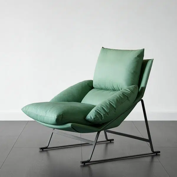 Contemporary Scandinavian Fabric Cotton Down Cushion Carbon Steel Square Accent Chair Backrest Armrest For Living Room - Image 2