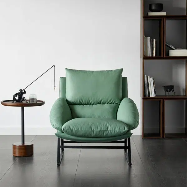 Contemporary Scandinavian Fabric Cotton Down Cushion Carbon Steel Square Accent Chair Backrest Armrest For Living Room - Image 8