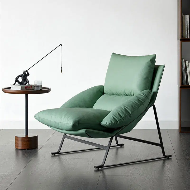 DFM-Chair-FX01227-9.jpg Contemporary Scandinavian Fabric Cotton Down Cushion Carbon Steel Square Accent Chair Backrest Armrest For Living Room - Image 1