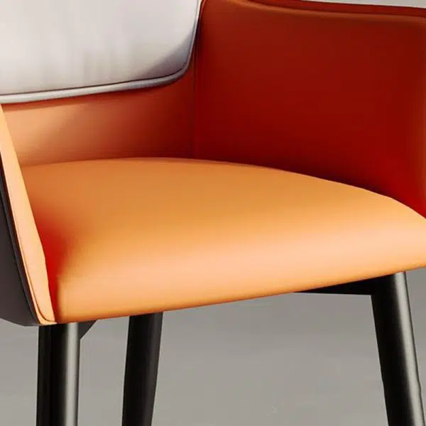 Contemporary Scandinavian Microfiber Leather Carbon Steel Sponge Square Dining Chair Backrest Armrest For Dining Room - Image 14