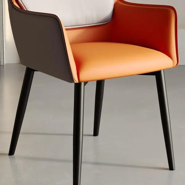 Contemporary Scandinavian Microfiber Leather Carbon Steel Sponge Square Dining Chair Backrest Armrest For Dining Room - Image 13