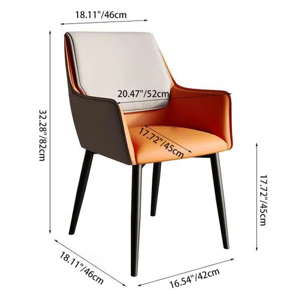 Contemporary Scandinavian Microfiber Leather Carbon Steel Sponge Square Dining Chair Backrest Armrest For Dining Room - Image 6