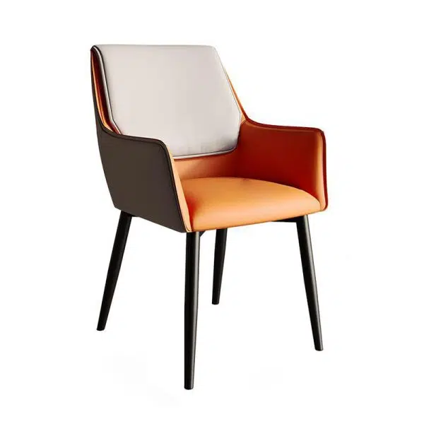 Contemporary Scandinavian Microfiber Leather Carbon Steel Sponge Square Dining Chair Backrest Armrest For Dining Room - Image 17