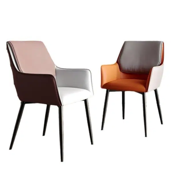 Contemporary Scandinavian Microfiber Leather Carbon Steel Sponge Square Dining Chair Backrest Armrest For Dining Room - Image 18
