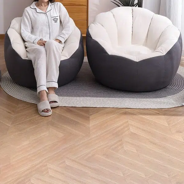 Contemporary Scandinavian Fine Cotton Particle Petal Lazy Round Sofa Footrest For Living Room - Image 15
