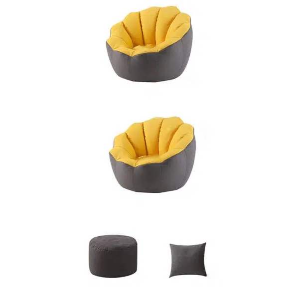 Contemporary Scandinavian Fine Cotton Particle Petal Lazy Round Sofa Footrest For Living Room - Image 24