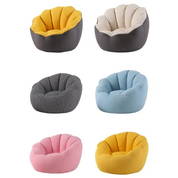 Contemporary Scandinavian Fine Cotton Particle Petal Lazy Round Sofa Footrest For Living Room - Image 25