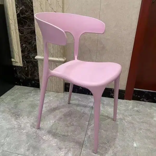 Contemporary Scandinavian Plastic Square Hollowed Dining Chair Backrest Stackable For Dining Room - Image 21