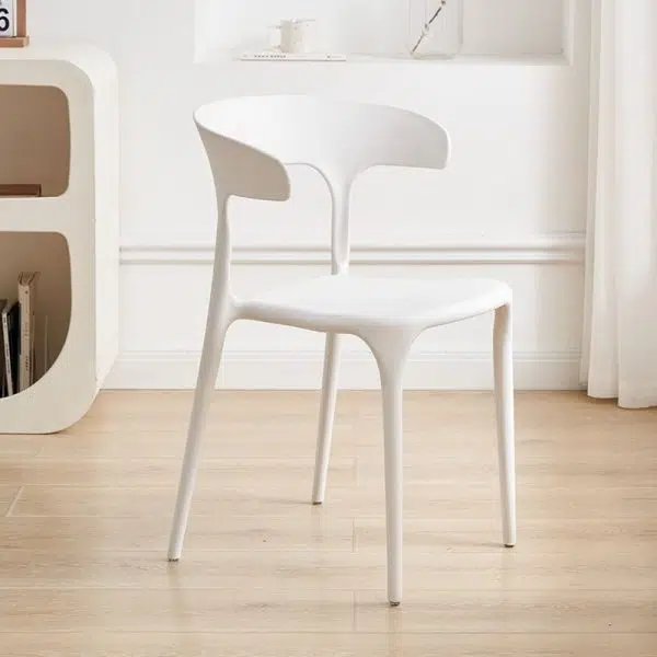 Contemporary Scandinavian Plastic Square Hollowed Dining Chair Backrest Stackable For Dining Room - Image 10