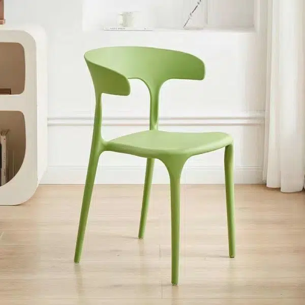 Contemporary Scandinavian Plastic Square Hollowed Dining Chair Backrest Stackable For Dining Room - Image 13