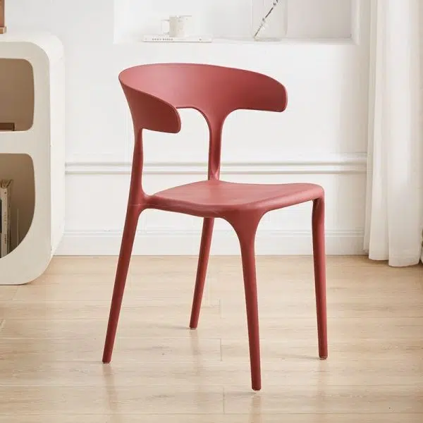 Contemporary Scandinavian Plastic Square Hollowed Dining Chair Backrest Stackable For Dining Room - Image 17