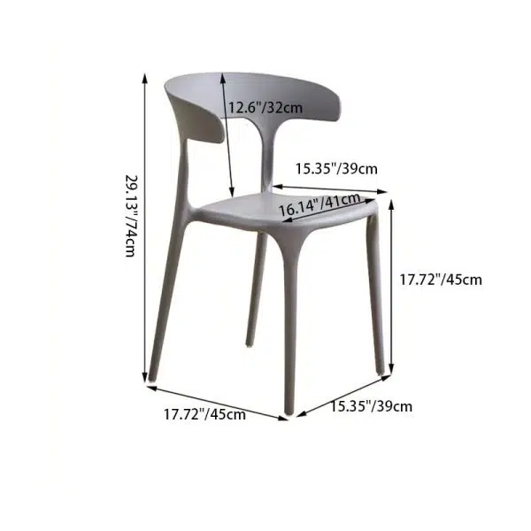 Contemporary Scandinavian Plastic Square Hollowed Dining Chair Backrest Stackable For Dining Room - Image 6