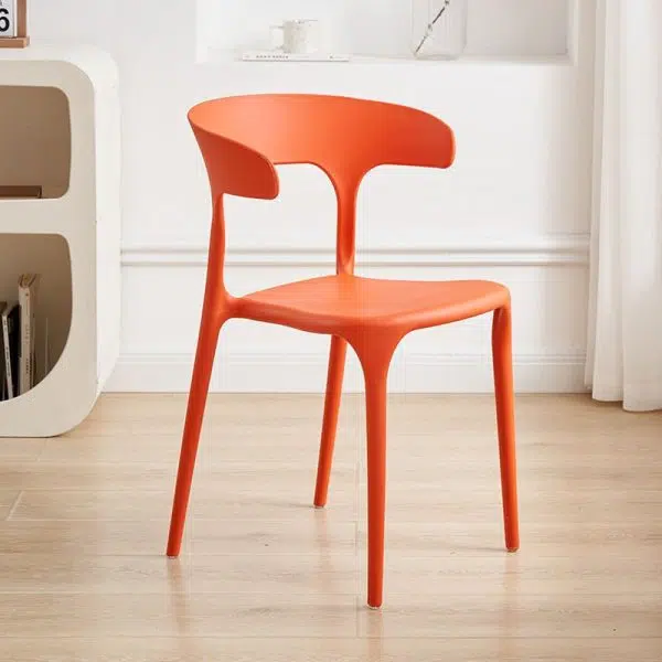 Contemporary Scandinavian Plastic Square Hollowed Dining Chair Backrest Stackable For Dining Room - Image 23