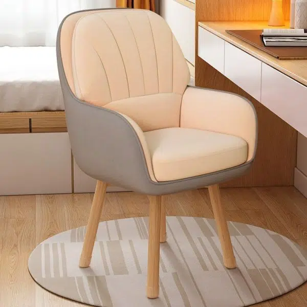 Contemporary Scandinavian Fabric Velvet Latex Wood Square Vanity Stool Backrest Swivel For Bedroom - Image 3