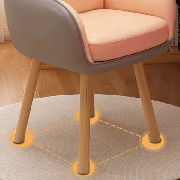 Contemporary Scandinavian Fabric Velvet Latex Wood Square Vanity Stool Backrest Swivel For Bedroom - Image 9