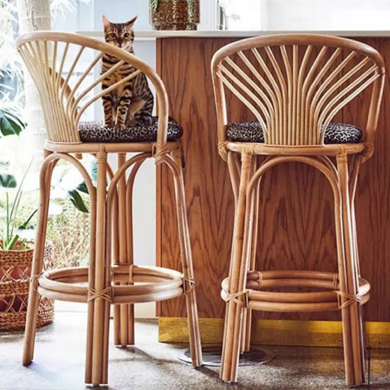 DFM-Chair-LI00163-3.jpg Contemporary Nordic Rattan Curved Backrest Bar Stool For Dining Room - Image 1