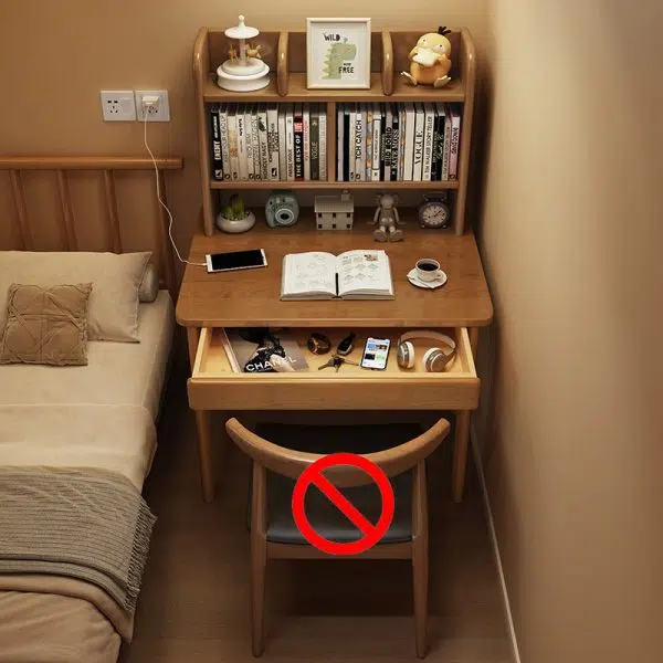 Modern Simplicity Rectangle Solid Wood Rubberwood Desk 1-Drawer For Home Office - Image 10