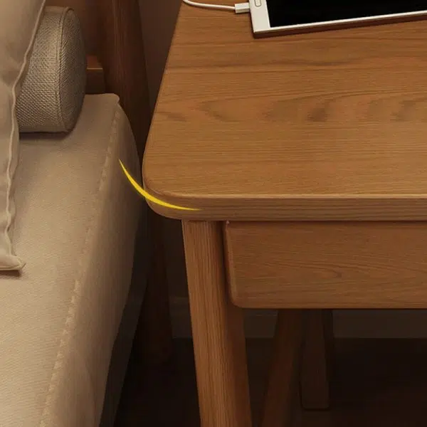 Modern Simplicity Rectangle Solid Wood Rubberwood Desk 1-Drawer For Home Office - Image 6