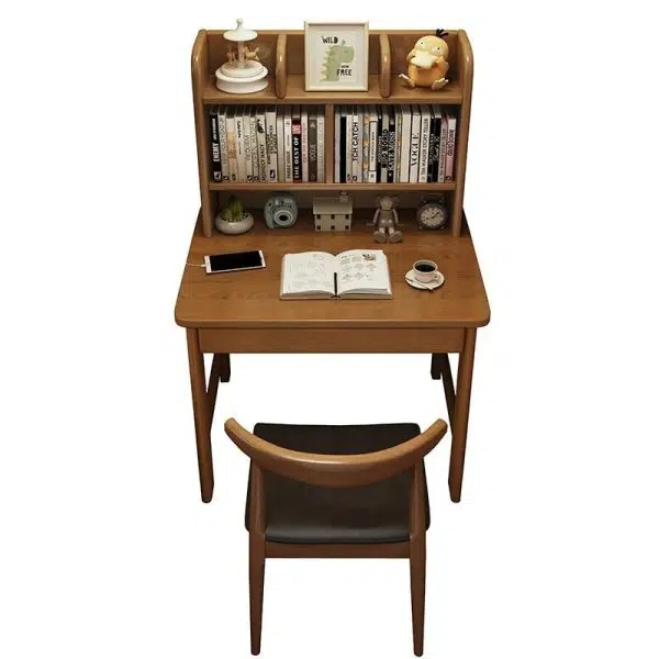 Modern Simplicity Rectangle Solid Wood Rubberwood Desk 1-Drawer For Home Office - Image 13