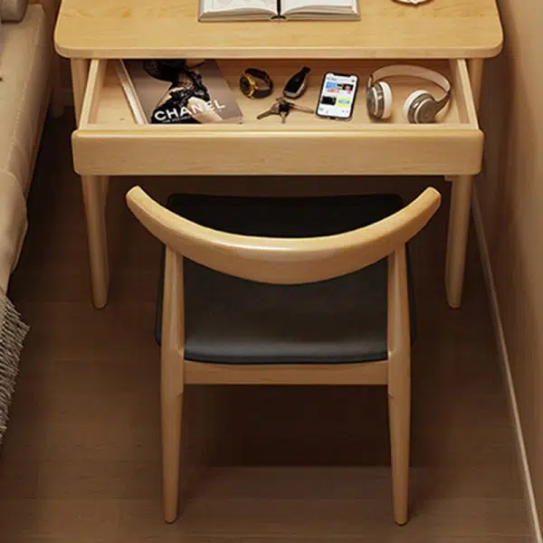 Modern Simplicity Rectangle Solid Wood Rubberwood Desk 1-Drawer For Home Office - Image 9