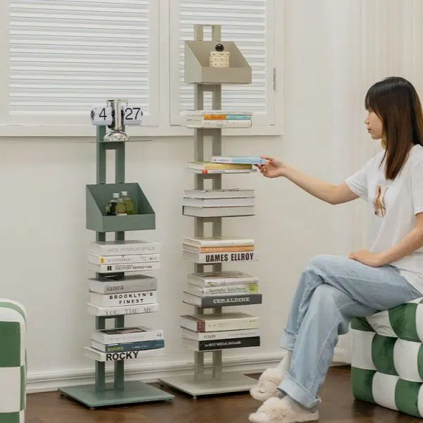 Modern Minimalist Iron Rectangular Bookshelf With 6/8/10 Tiers For Living Room & Home Office - Image 16