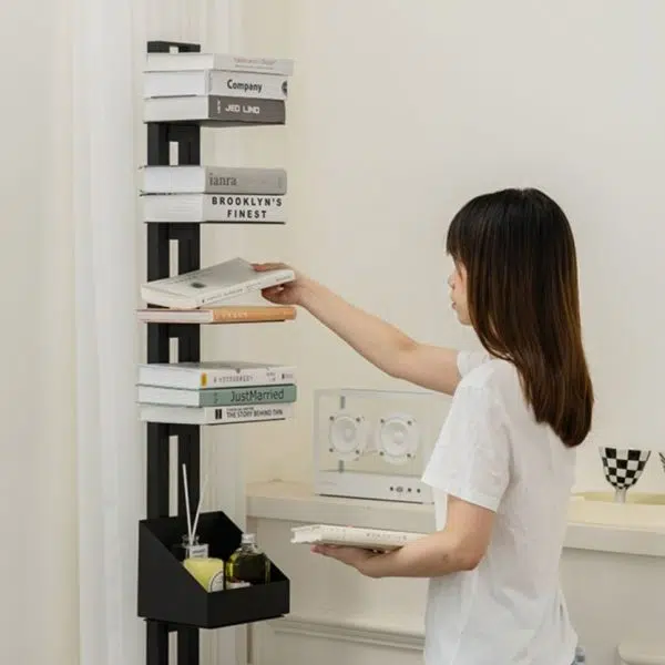 Modern Minimalist Iron Rectangular Bookshelf With 6/8/10 Tiers For Living Room & Home Office - Image 17