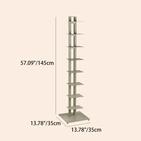 Modern Minimalist Iron Rectangular Bookshelf With 6/8/10 Tiers For Living Room & Home Office - Image 6
