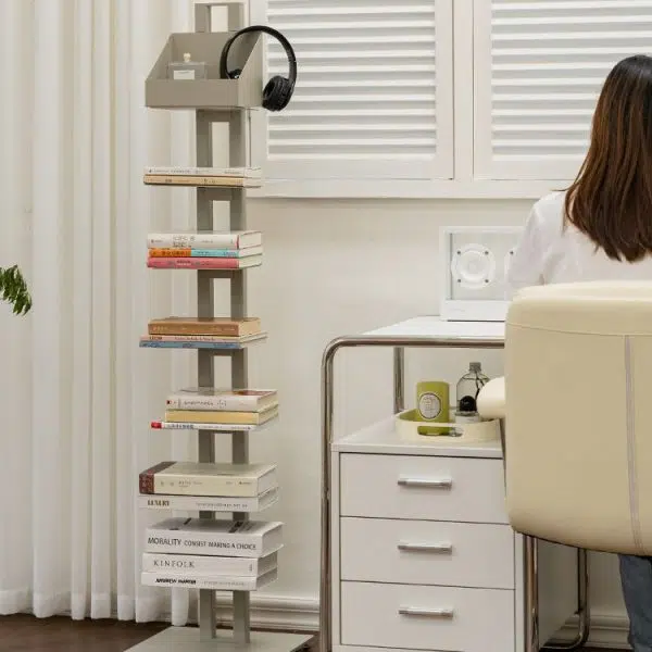 Modern Minimalist Iron Rectangular Bookshelf With 6/8/10 Tiers For Living Room & Home Office - Image 2