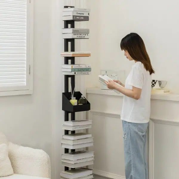 Modern Minimalist Iron Rectangular Bookshelf With 6/8/10 Tiers For Living Room & Home Office - Image 23