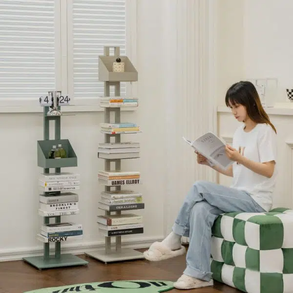 Modern Minimalist Iron Rectangular Bookshelf With 6/8/10 Tiers For Living Room & Home Office - Image 26