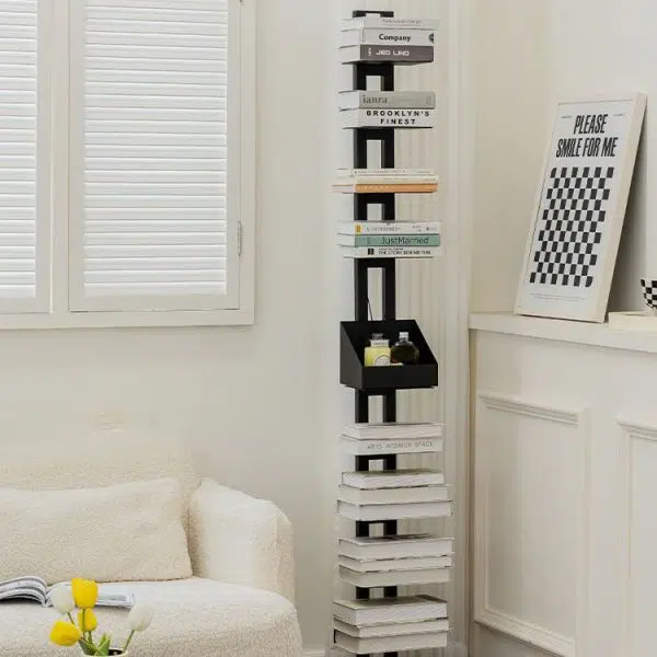 Modern Minimalist Iron Rectangular Bookshelf With 6/8/10 Tiers For Living Room & Home Office - Image 25