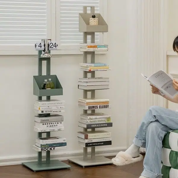 Modern Minimalist Iron Rectangular Bookshelf With 6/8/10 Tiers For Living Room & Home Office - Image 20