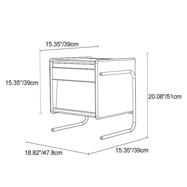 Contemporary Creative Pine Stainless Steel Curved Square Nightstand With 2 Drawers For Bedroom - Image 4