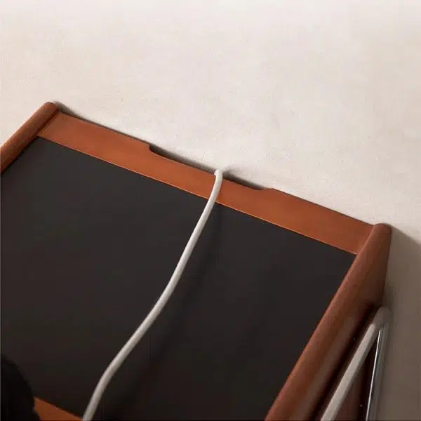 Contemporary Creative Pine Stainless Steel Curved Square Nightstand With 2 Drawers For Bedroom - Image 6