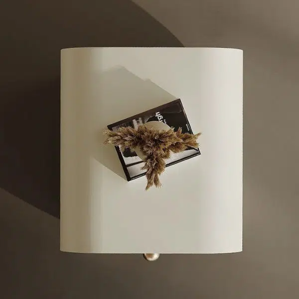 Contemporary Nordic Eco Lacquered High-Density Board Rectangular 2-Drawer Nightstand With Rotating Design For Bedroom - Image 5