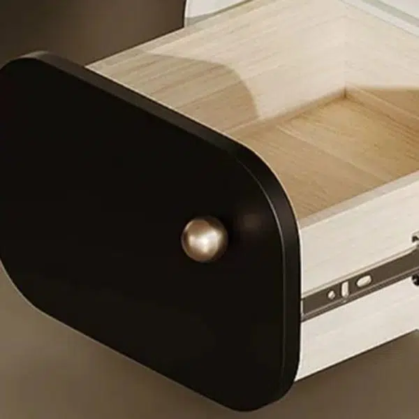 Contemporary Nordic Eco Lacquered High-Density Board Rectangular 2-Drawer Nightstand With Rotating Design For Bedroom - Image 6