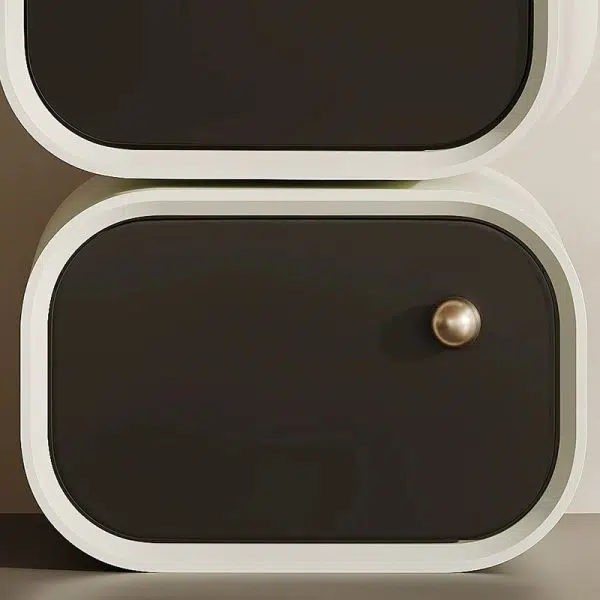 Contemporary Nordic Eco Lacquered High-Density Board Rectangular 2-Drawer Nightstand With Rotating Design For Bedroom - Image 8