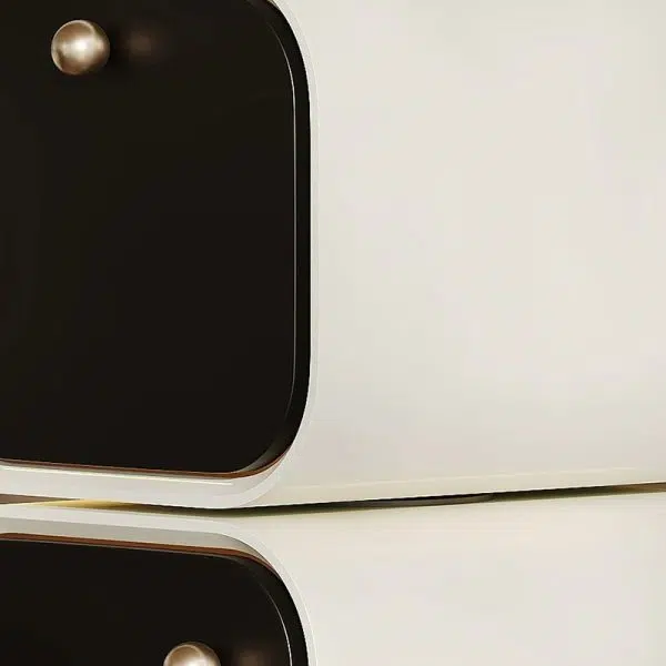 Contemporary Nordic Eco Lacquered High-Density Board Rectangular 2-Drawer Nightstand With Rotating Design For Bedroom - Image 10